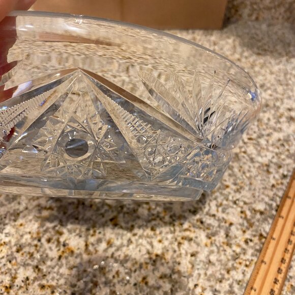 Vintage Bohemian Cut to Clear Crystal Bowl. Round. Made in Czechia in 1950s EUC - Picture 8 of 13